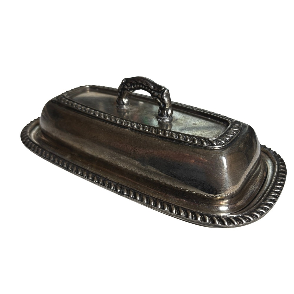 Vintage Silver Plated Butter‎ Dish with Glass Liner and Lid
